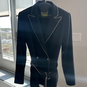 1901 Navy Trench Coat with White Piping